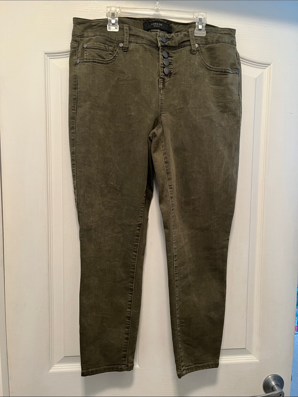 torrid Olive Green High-Rise Button-Fly Skinny Jeans